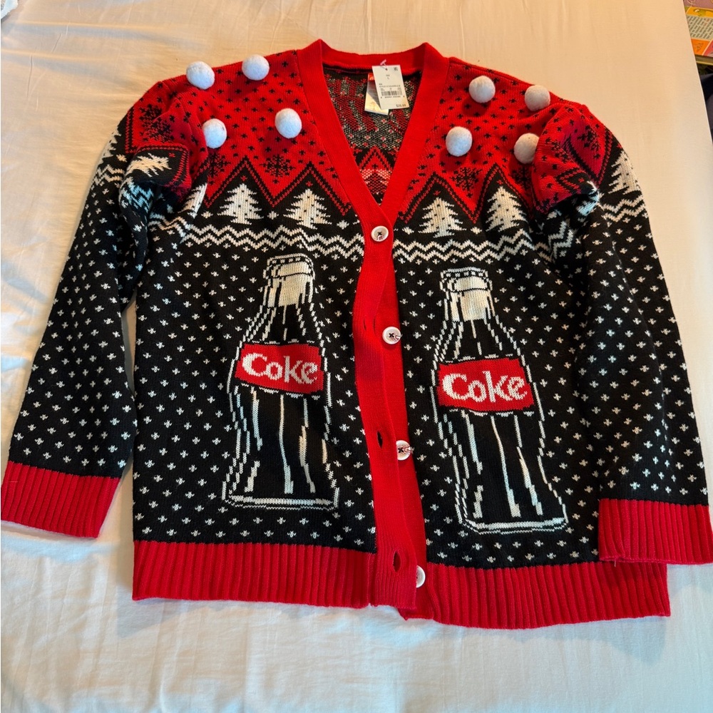Coca Cola Ugly Christmas Sweater size L, "IT'S THE REAL THING" BNWT